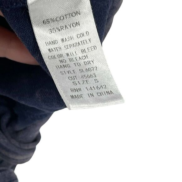 Stonewashed Crop Top Blue Tie Back Keyhole Short Sleeve Size S She + Sky Casual - Picture 6 of 6